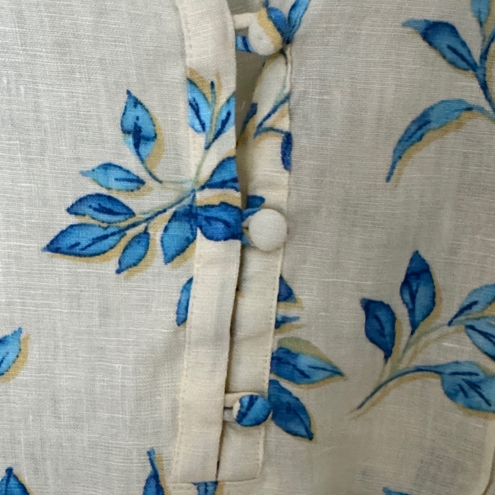 J. Jill Yellow Floral Pintuck Tunic with Blue Leaf Print - Picture 3 of 7